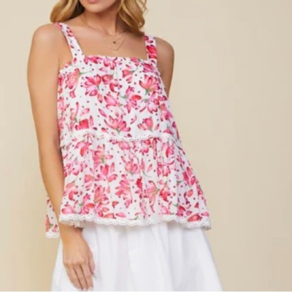 Floral Sleeveless Tiered Top - Picture 1 of 5